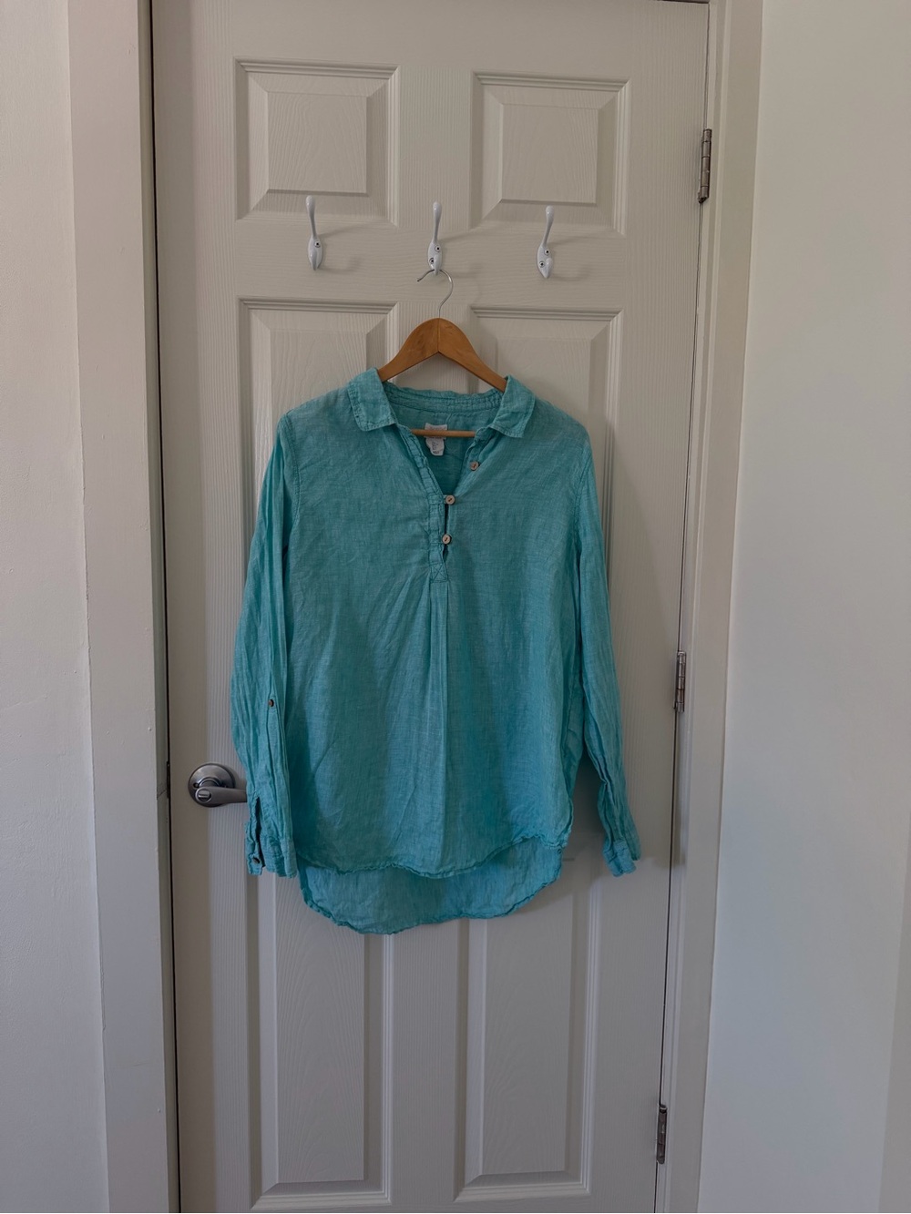 Sigrid Olsen Teal Linen Long-Sleeve Tunic